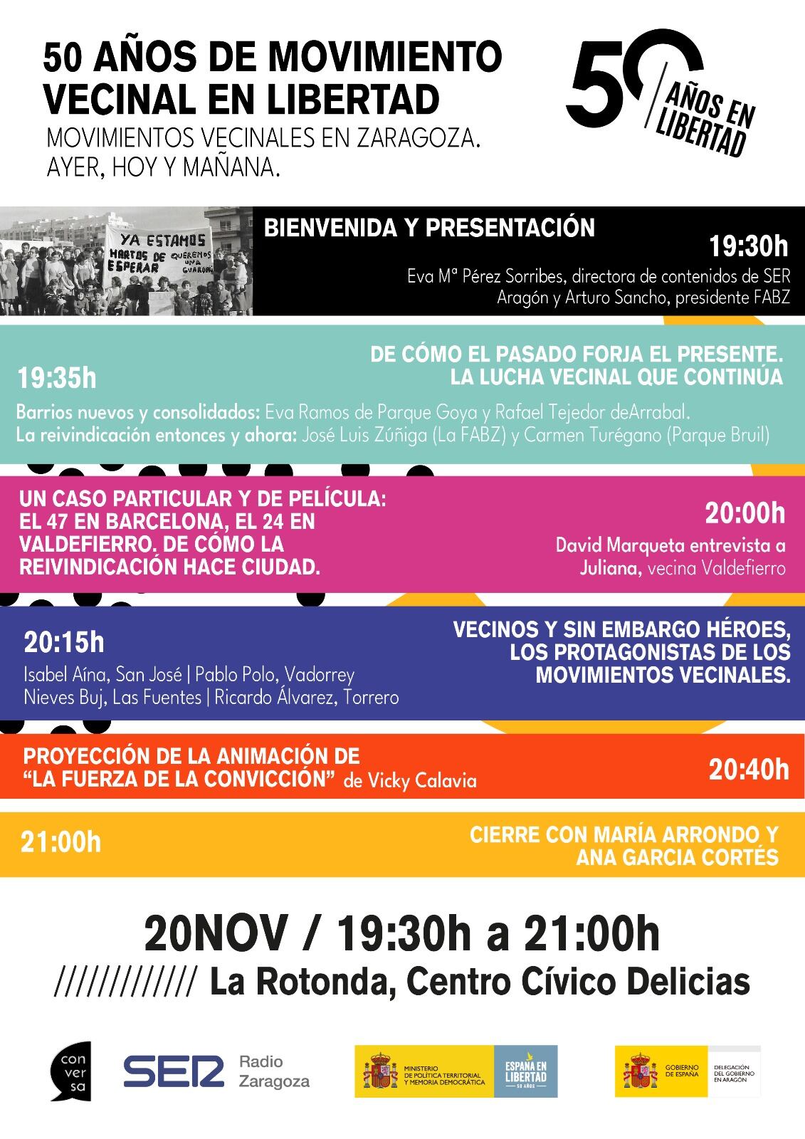 La Cadena SER participa en el programa &#039;España, 50 años en libertad&#039; con una jornada sobre la lucha y los logros de las asociaciones vecinales de Zaragoza
