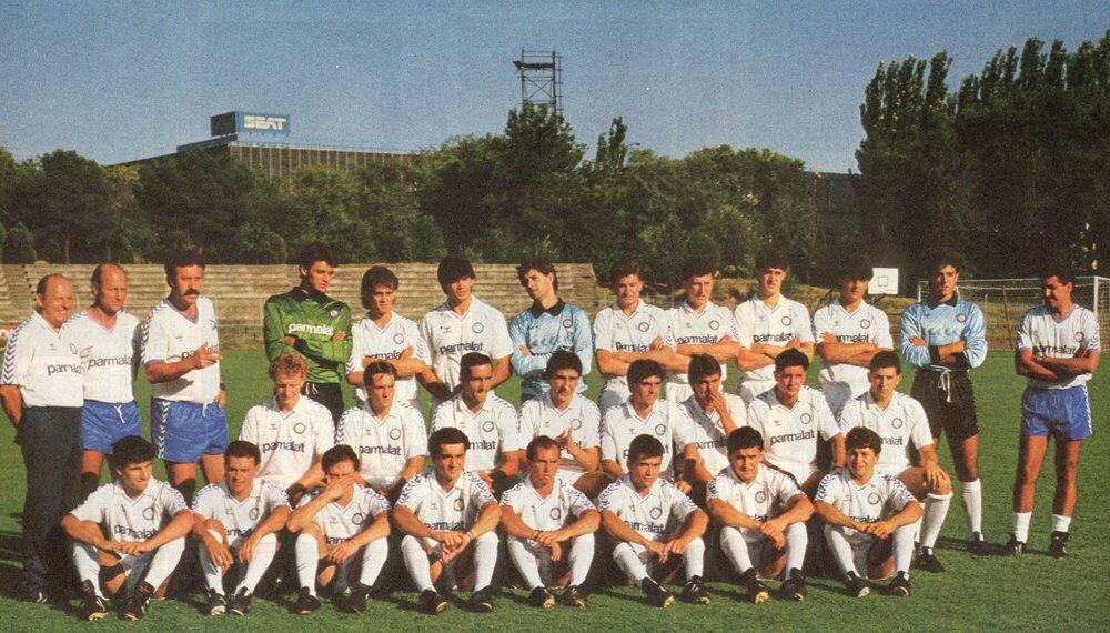 Vicente del Bosque entrenador y Salmerón jugador en el Real Madrid.