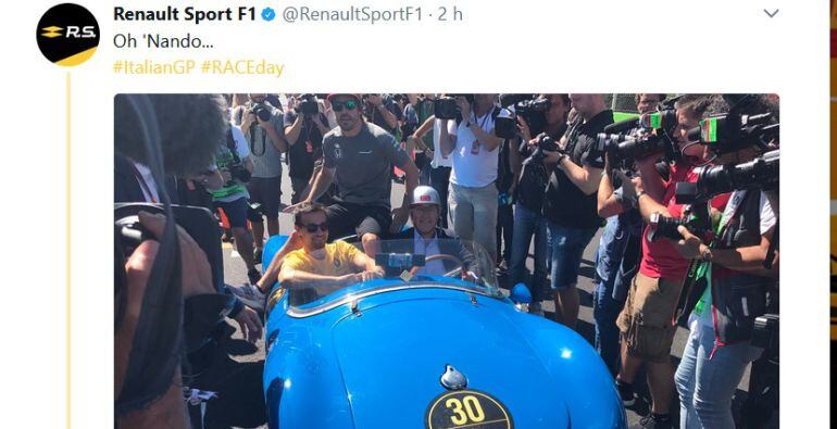 El tuit de Renault para Fernando Alonso