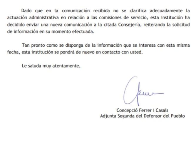 Requerimiento del Defensor a Educación