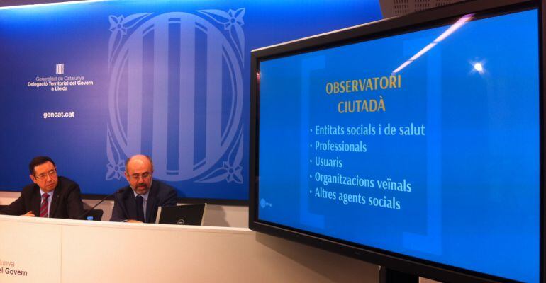 El delegat de la Generalitat, Ramon Farré i el director dels Serveis Territorials de Salut, Josep Pifarré en la roda de premsa d&#039;aquest dijous