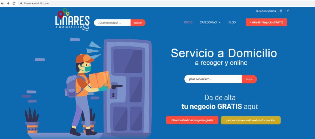 Portada de inicio en la web de ayuda a comercios locales