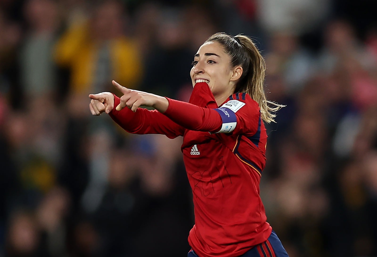 Olga Carmona celebra el 1-0 en la final del Mundial entre España e Inglaterra