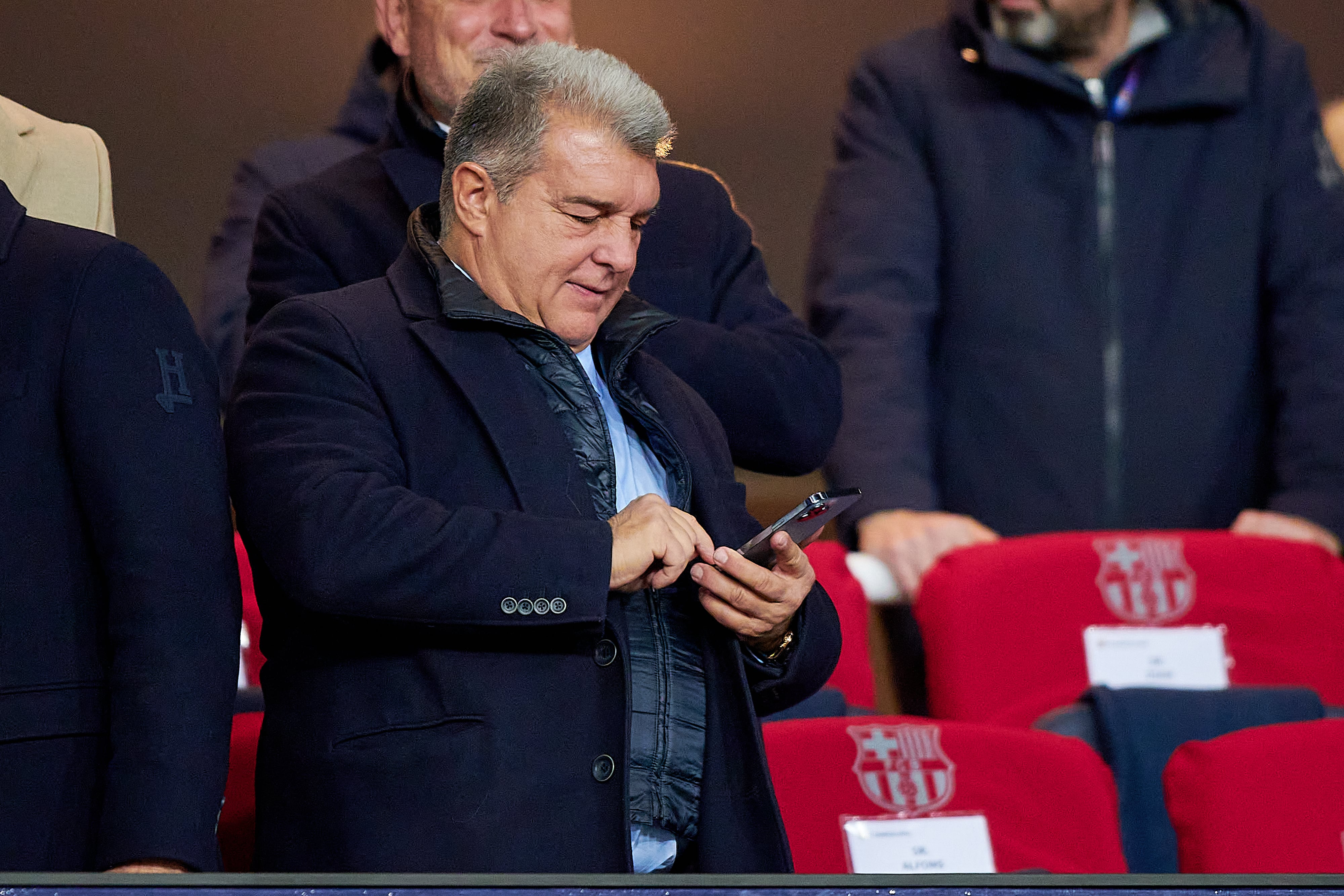 BARCELONA, SPAIN - DECEMBER 20: Joan Laporta, president of FC Barcelona looks on prior to the LaLiga EA Sports match between FC Barcelona and UD Almeria at Estadi Olimpic Lluis Companys on December 20, 2023 in Barcelona, Spain. (Photo by Cristian Trujillo/Quality Sport Images/Getty Images)