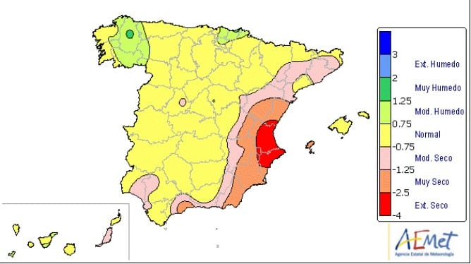 Mapa de las precipitaciones en la Península Ibérica desde el mes de septiembre del 2013 a Abril del 2014