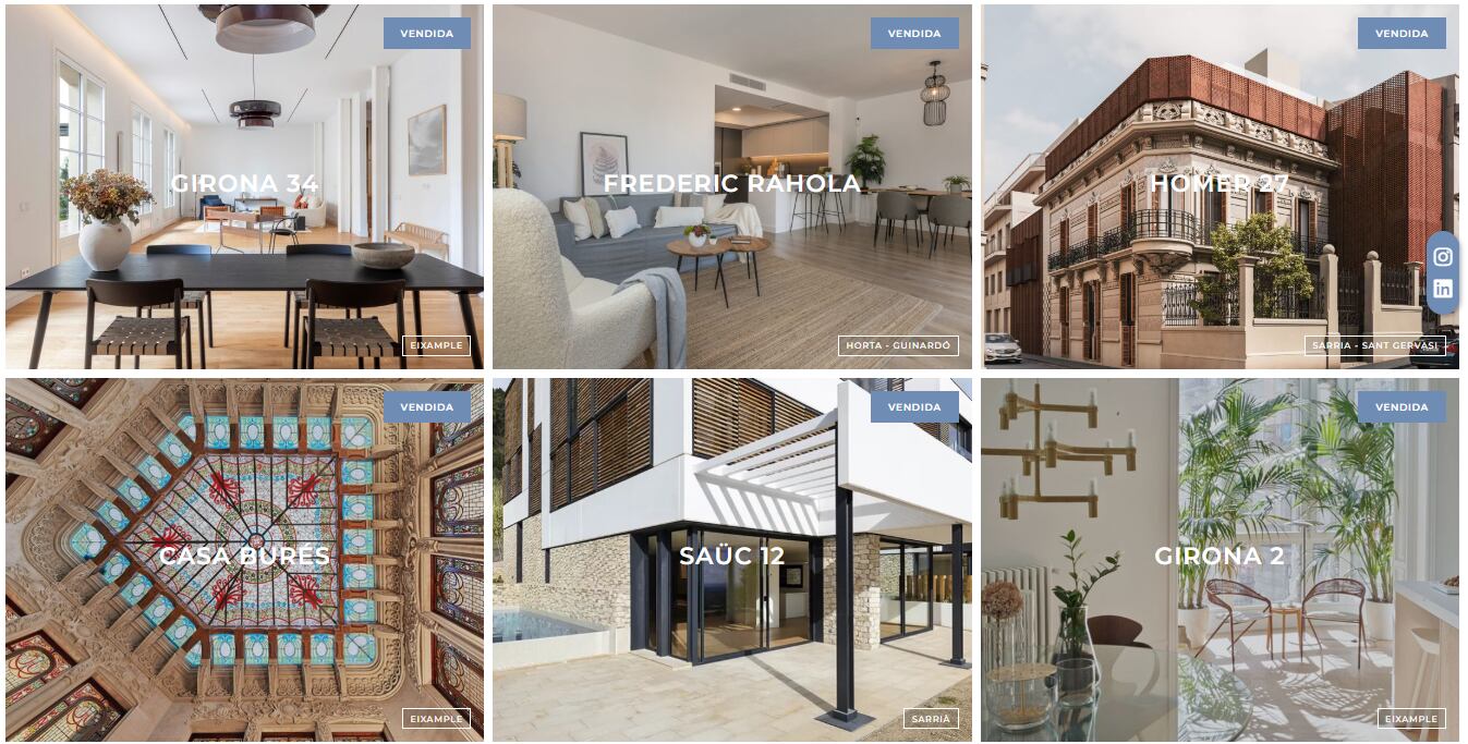 Anuncios de pisos y casas de lujo en la web de una inmobiliaria