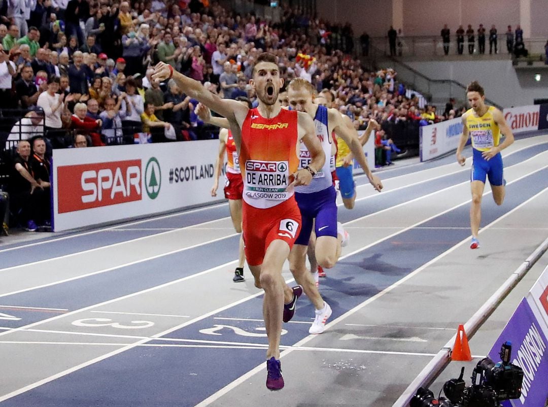 Álvaro de Arriba, en su llegada a meta en Glasgow 2019/ ARCHIVO