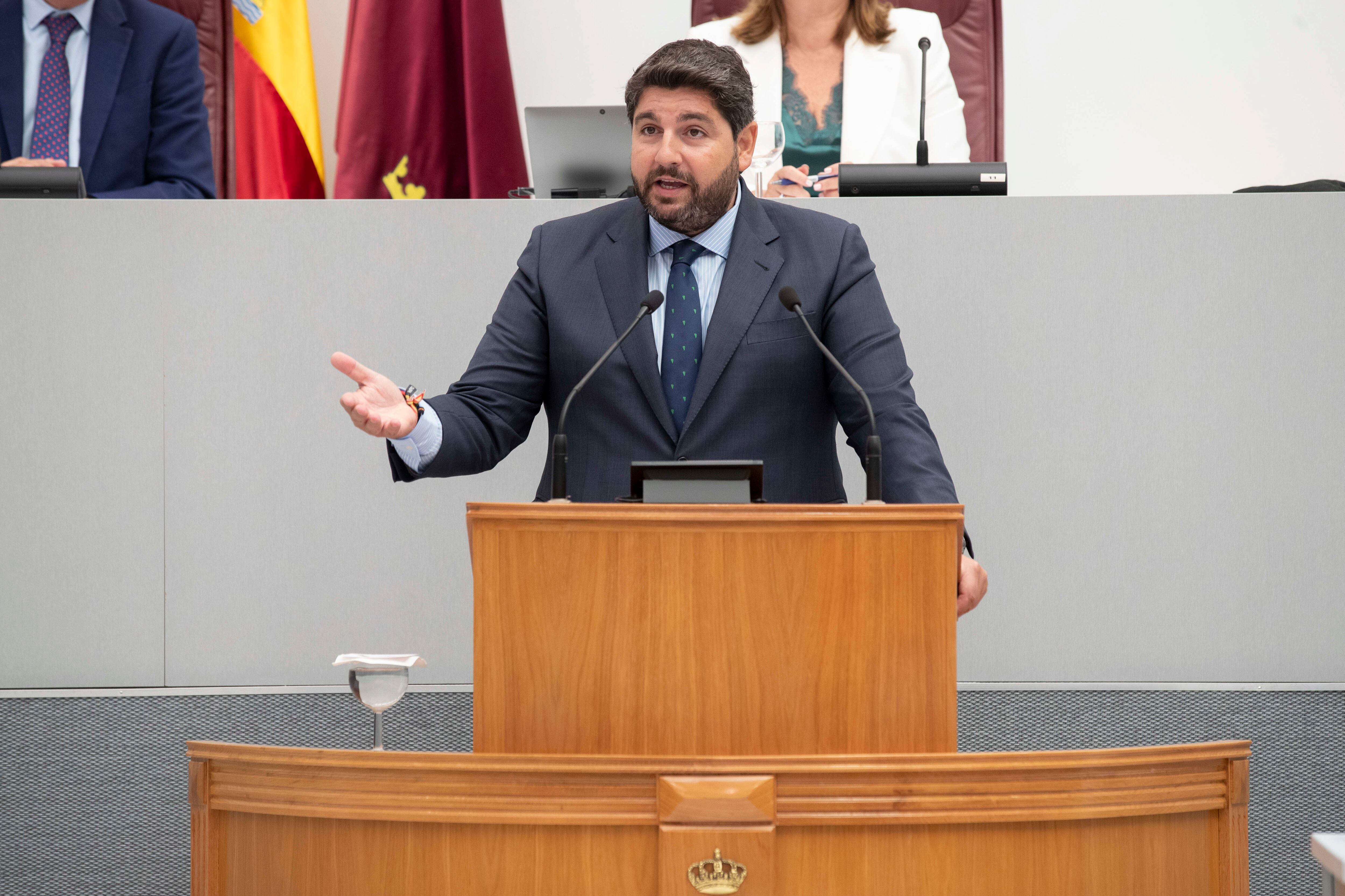 Fernando López Miras interviene en la Asamblea Regional de Murcia