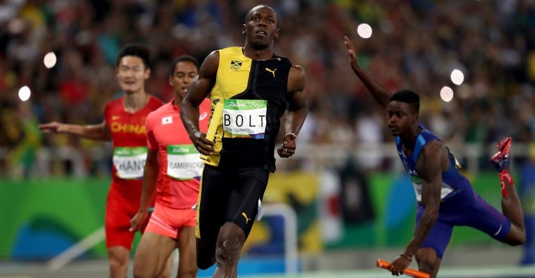 Usain Bolt, al terminar una carrera en los Juegos Olímpicos