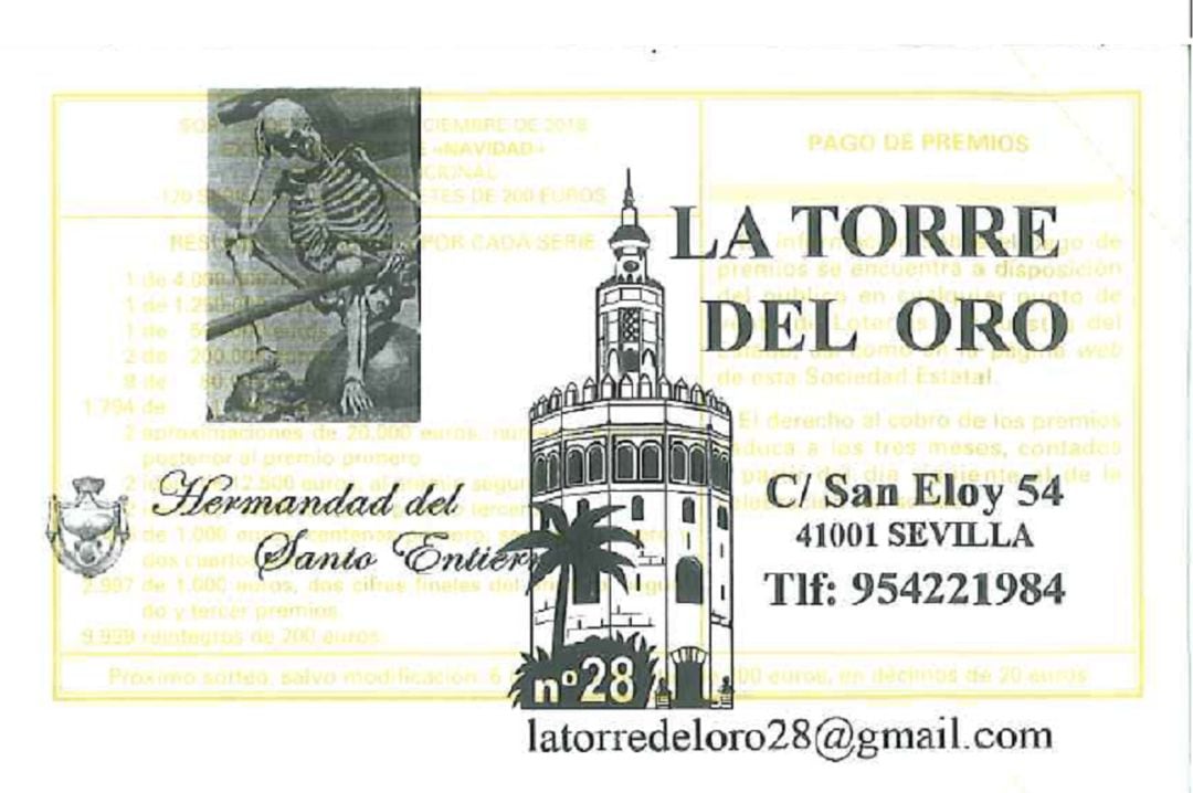 La imagen de la popular Canina del Santo Entierro ilustra los décimos de lotería de Navidad de la corporación