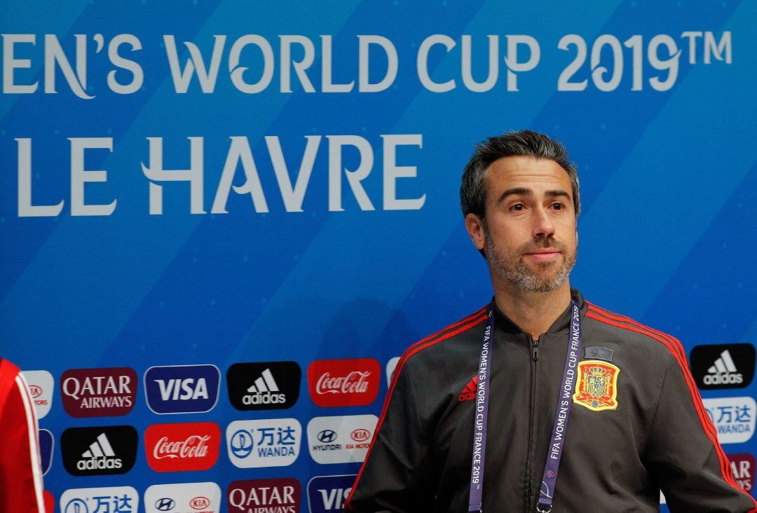 Jorge Vilda, entrenador de la selección española, durante la rueda de prensa.