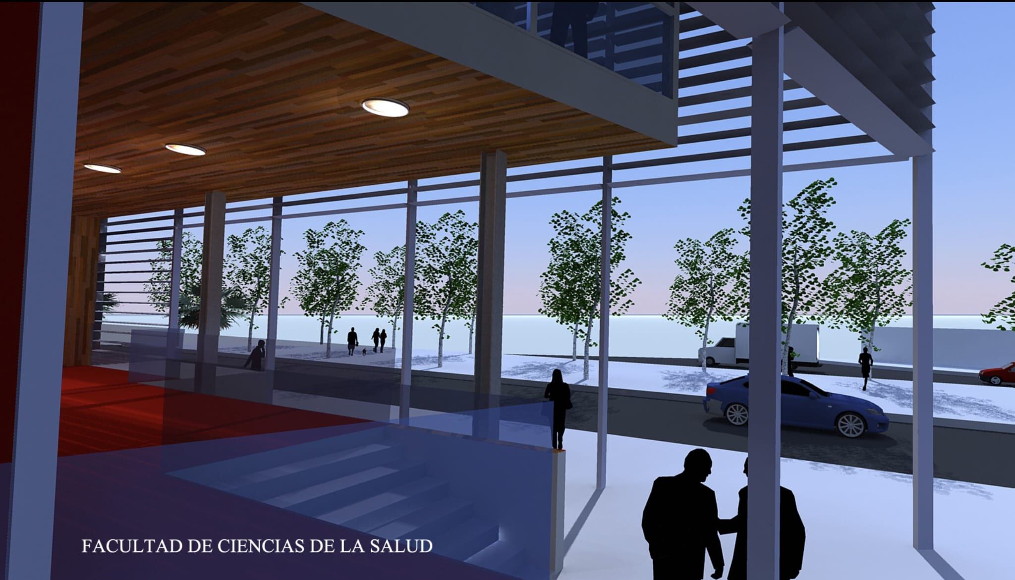 Infografía de la Facultad de Ciencias de la Salud contemplada en el proyecto que se quiere ubicar en Naos, en Arrecife.