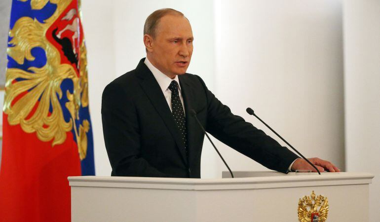 El presidente ruso, Vladimir Putin, durante el discurso sobre el estado de la nación en el Kremlin..