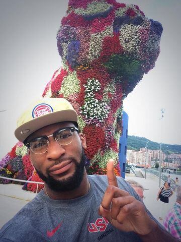 Andre Drummond, pívot de Chicago Bulls, en su estancia en Bilbao en 2014 durante el Mundial de baloncesto.