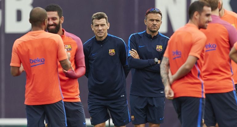 Luis Enrique, en el entrenamiento previo al choque entre el Barcelona y el Atlético.