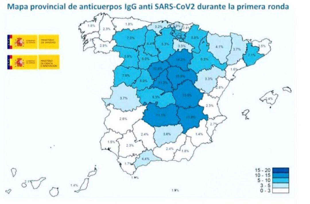 Mapa provincial de anticuerpos contra el coronavirus