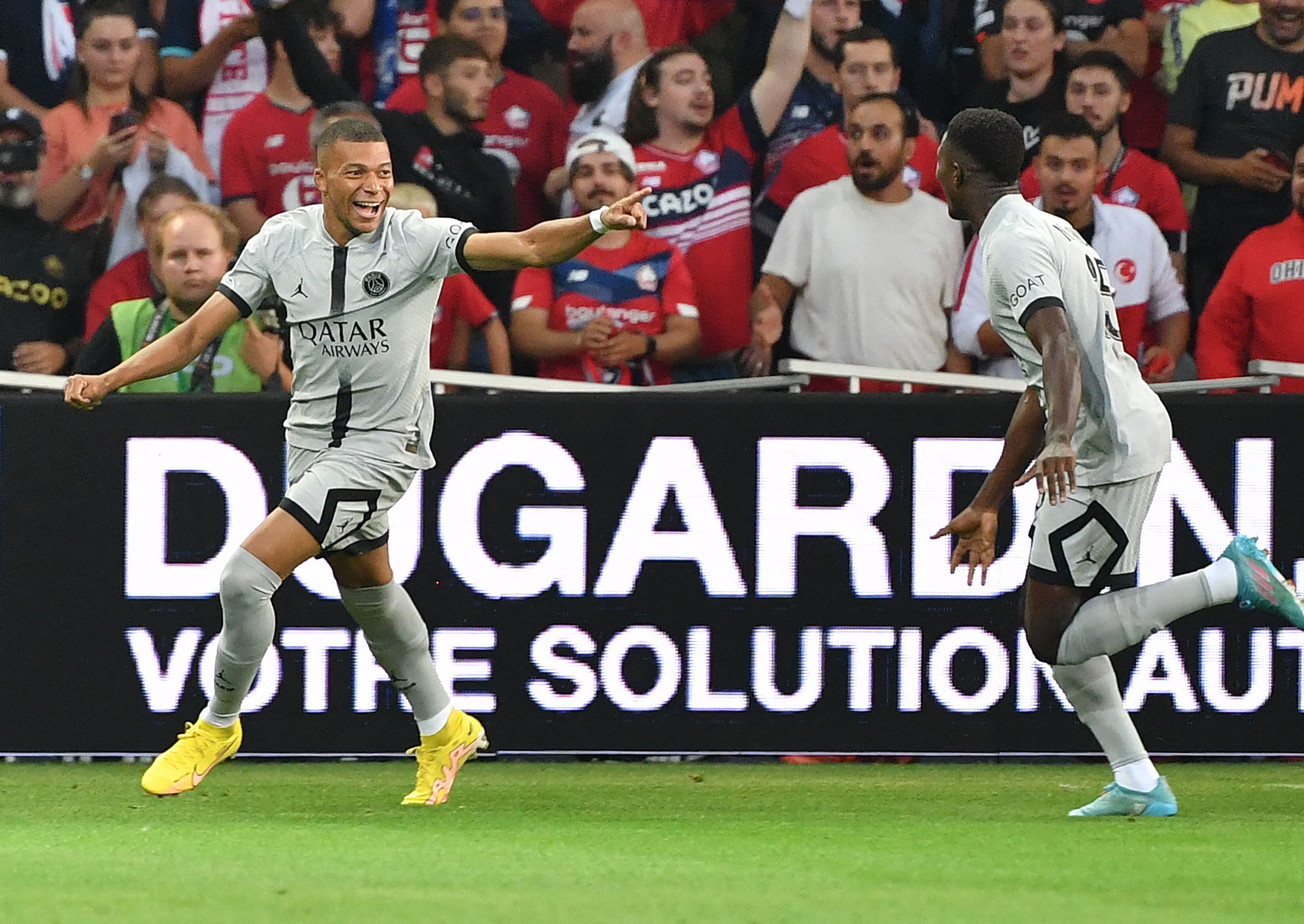 Kylian Mbappé celebrando el 0-1 marcado a los ocho segundos