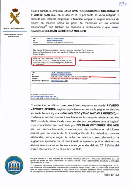 Los agentes acreditan que el PP desvió fondos públicos de manera fraudulenta, para pagar la campaña electoral.