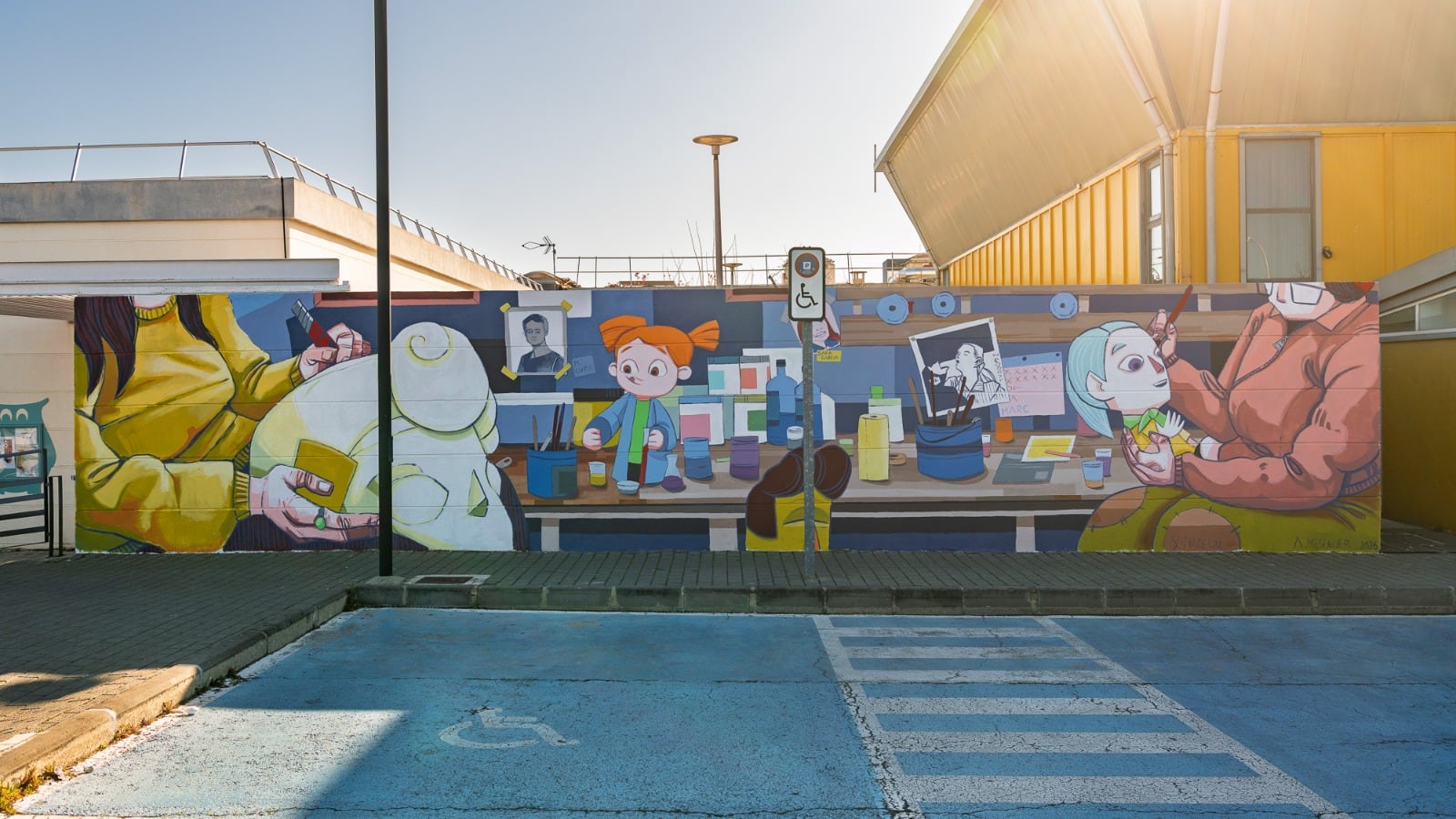 Mural dedicado al gremio de artistas falleros en el proyecto de la UPV “La Ciència a les Falles”