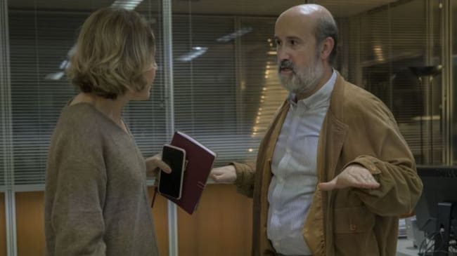 María Pujalte y Javier Cámara, durante el rodaje