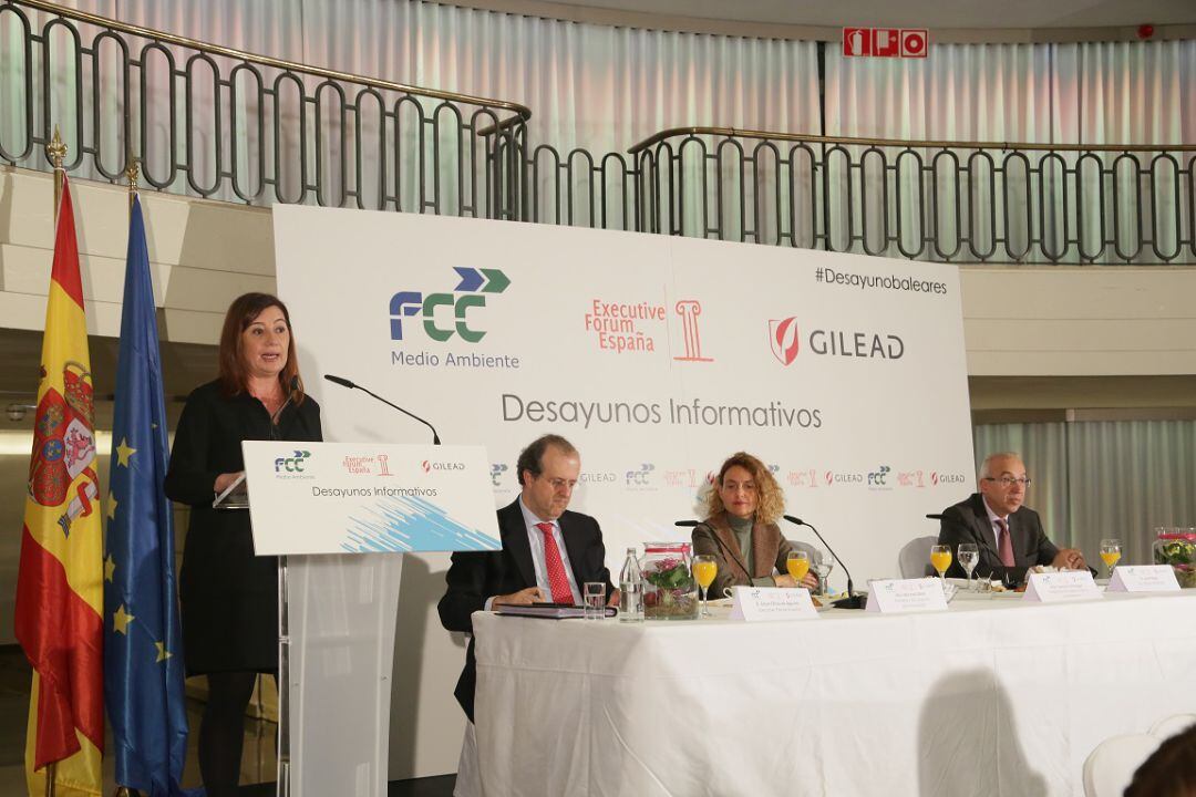 La presidenta del Govern, Francina Armengol, durante su intervención en un desayuno informativo de &#039;Executive Forum&#039;, en Madrid.