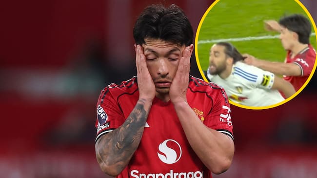 El agarrón de pelo que le ha costado la expulsión al jugador del Manchester United Lisandro Martínez