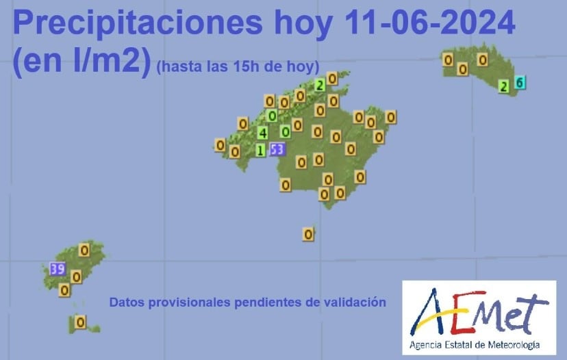 En Sant Antoni se han recogido casi 40 litros por metro cuadrado