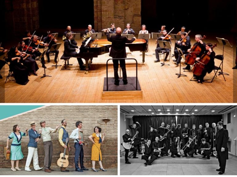 Orquesta de Cámara de Toulouse (arriba) Grupo O Sister (abajo izquierda) Big Band de Burgos (abajo derecha)