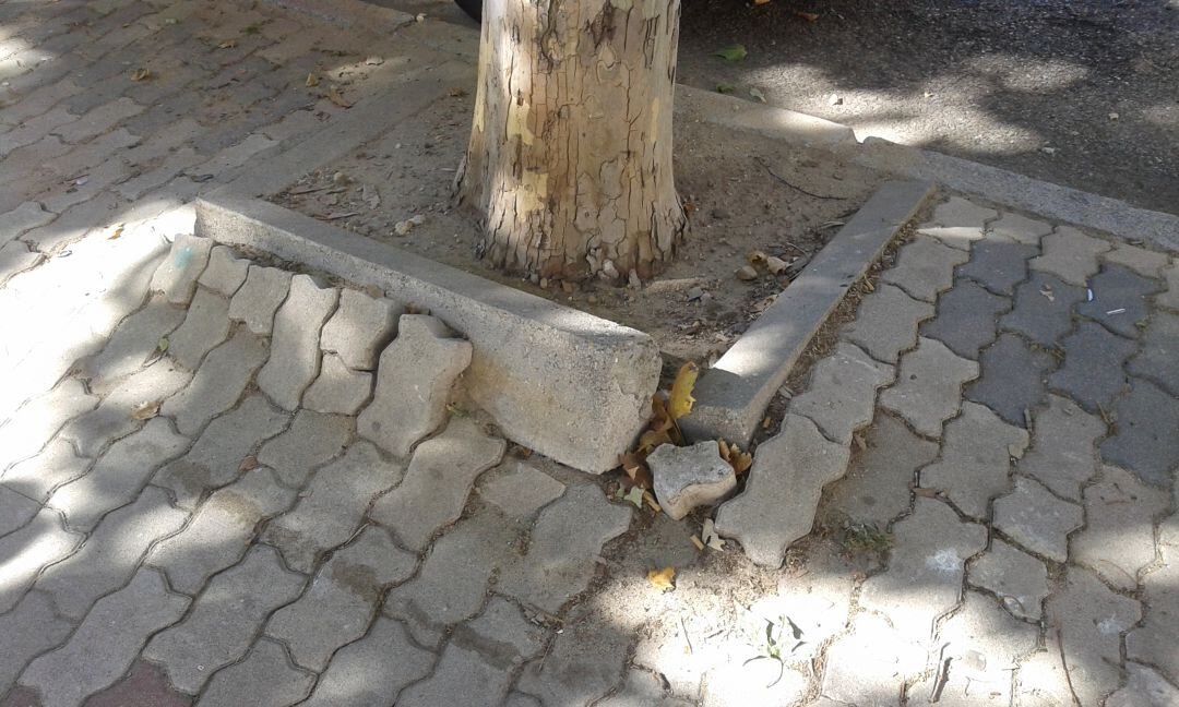 Estado de la acera de la Avenida Cardenal Cisneros