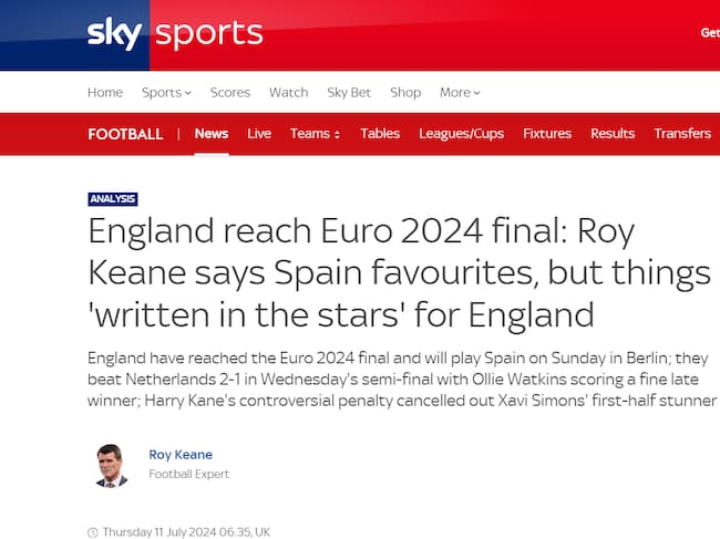 Roy Keane considera favorita a España.