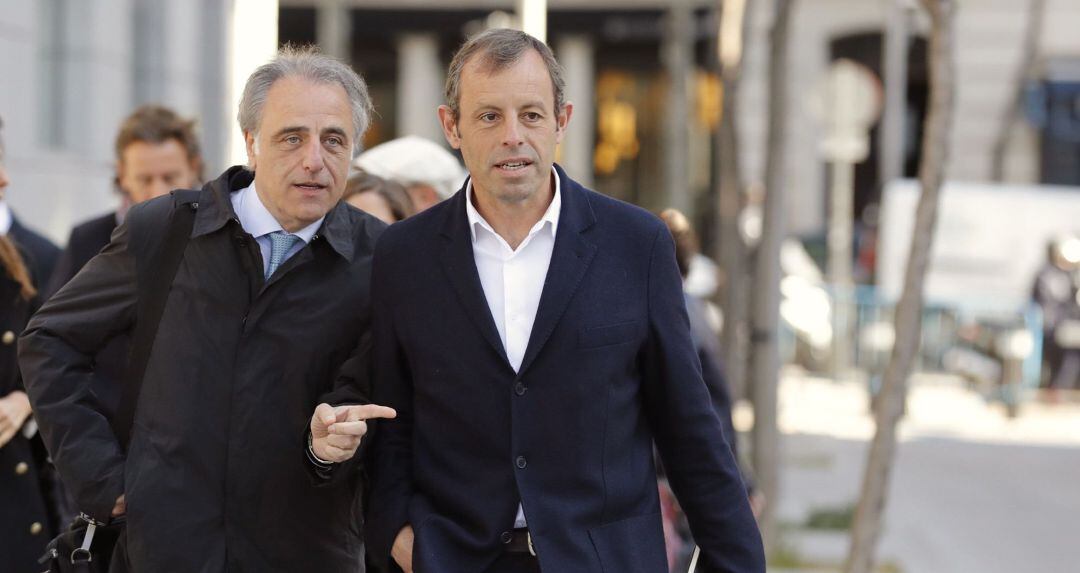 Sandro Rosell arriba a l'Audiència Nacional acompanyat del seu advocat, Pau Molins