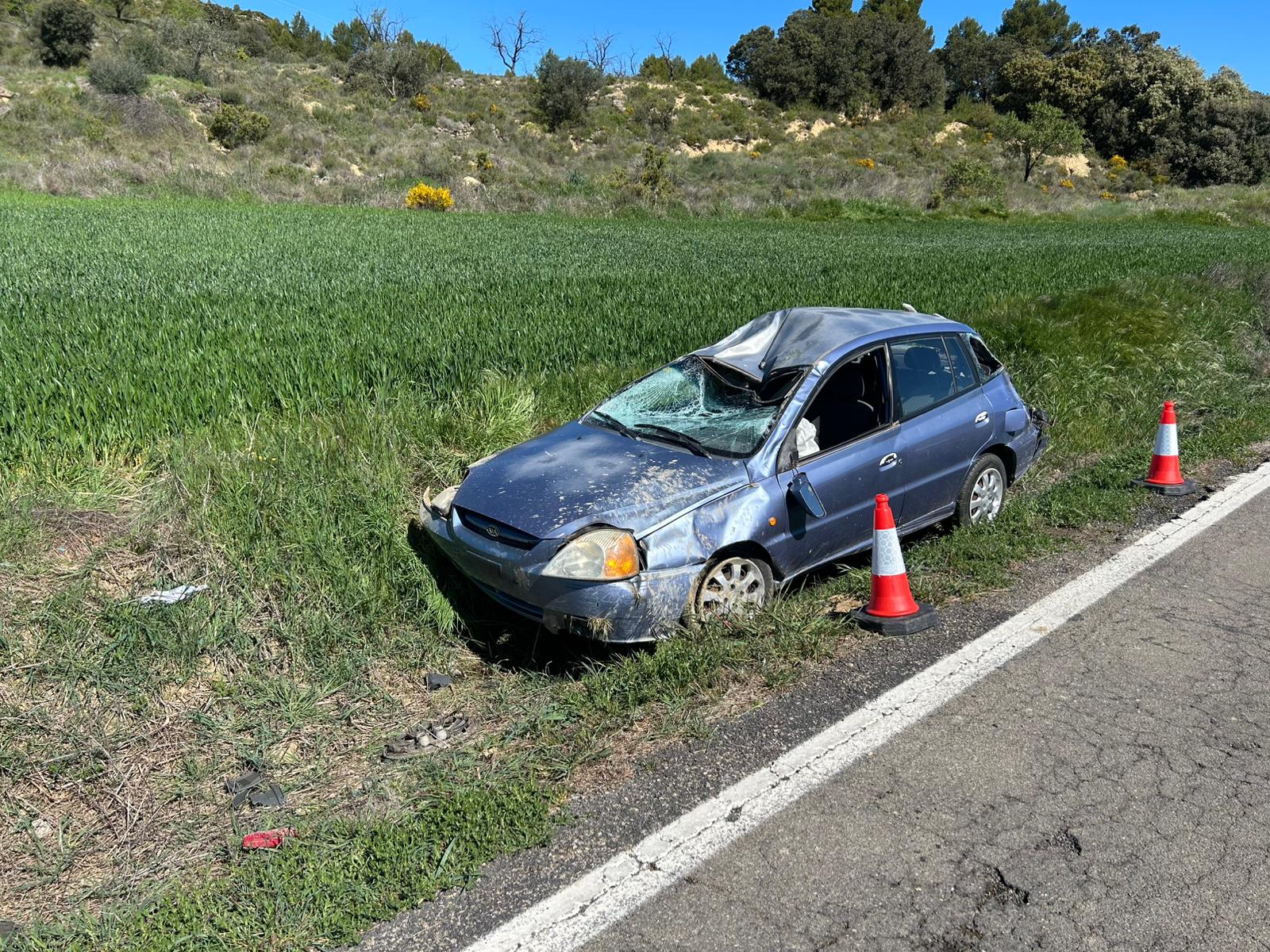 Así quedó el vehículo accidentado en la A-125