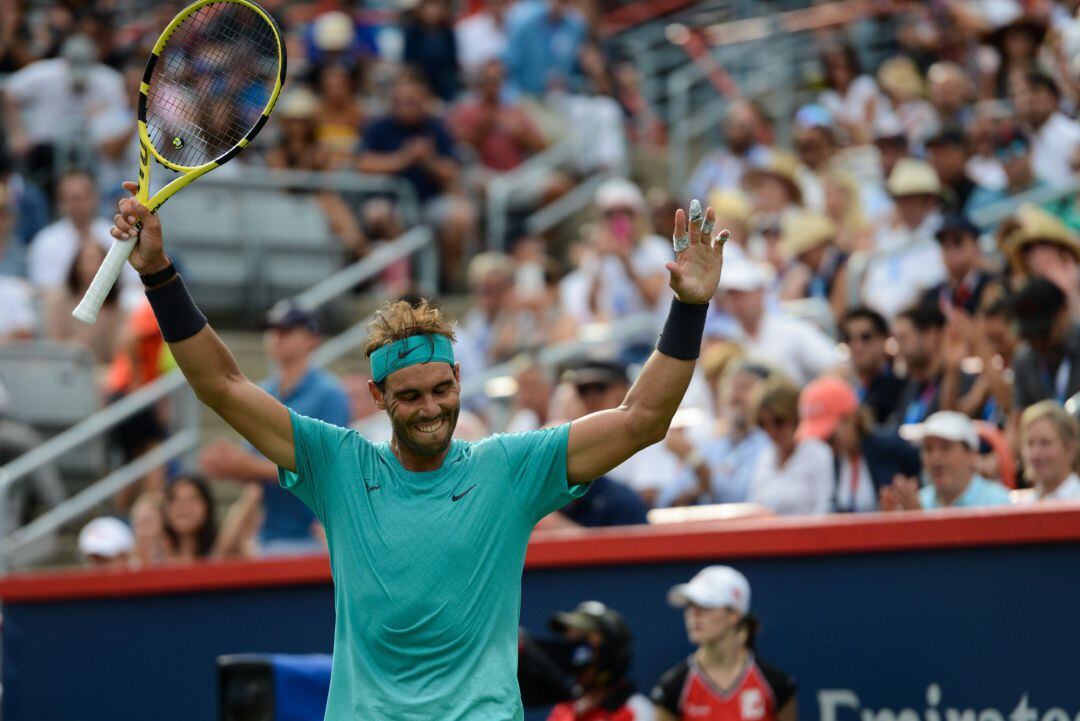 Rafa Nadal celebra su victoria en Montreal.