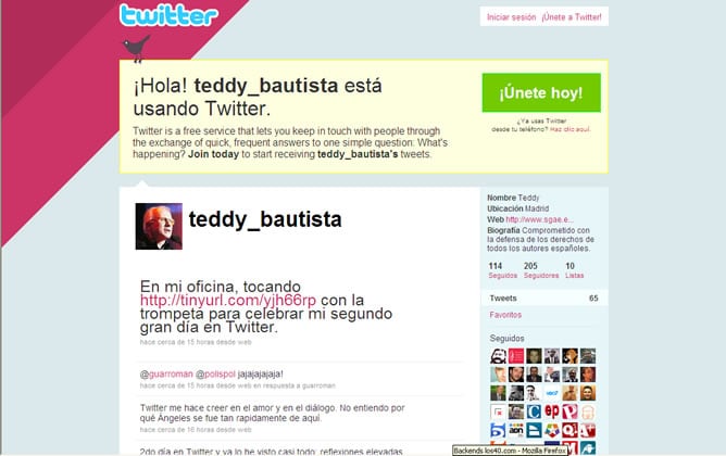 El pasado 2 de noviembre, Teddy Bautista ya fue víctima de otra suplantación de su personalidad en la red de microblogging