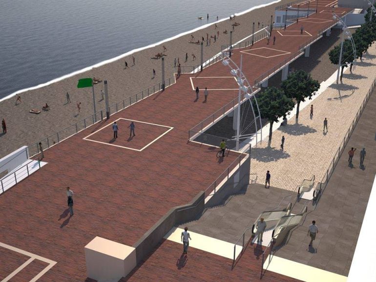 Proyecto de la pasarela de La Cícer en la playa de Las Canteras.