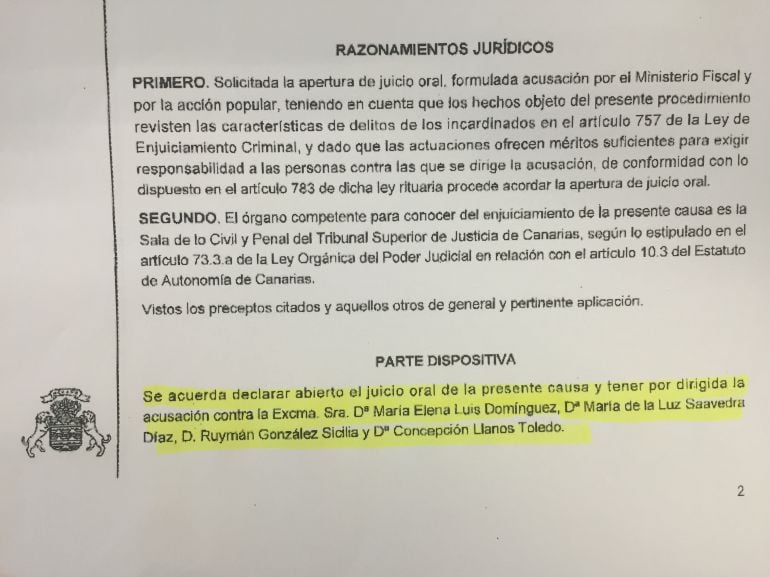 Parte dispositiva del auto dictado por la Sala Penal del TSJC. 