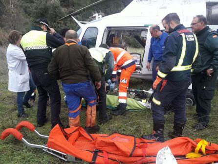 El hombre fue trasladado en helicóptero