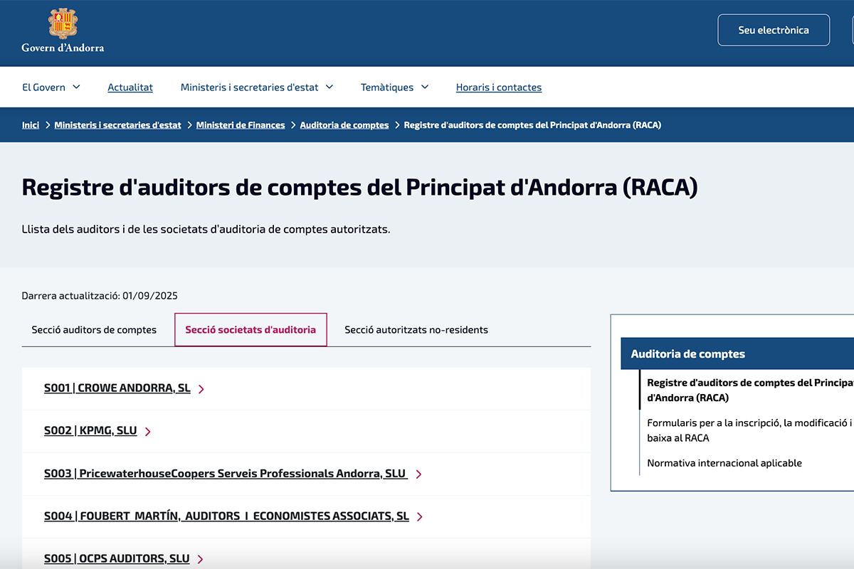 El registre públic de la pàgina web del Govern
