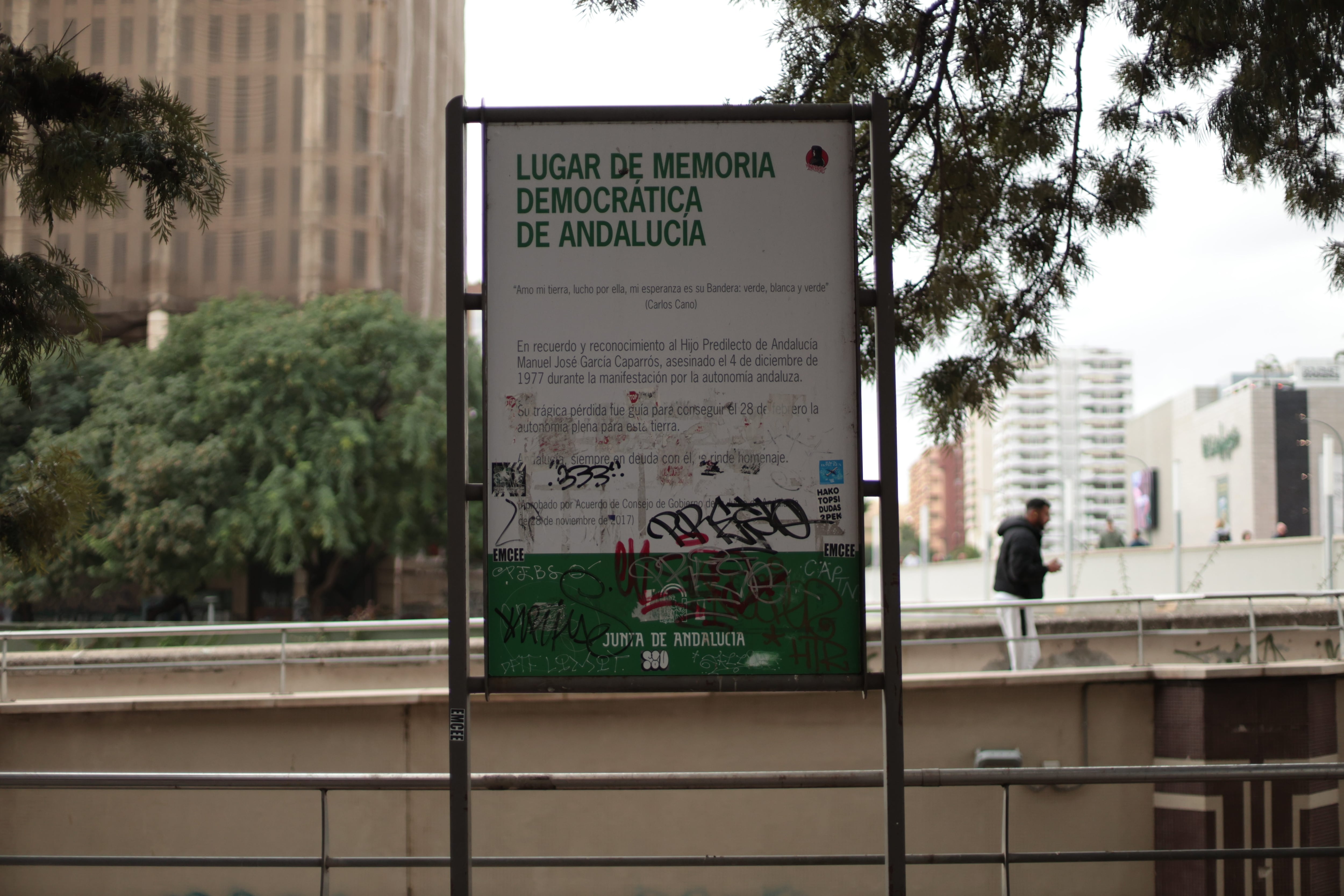 Lugar de memoria democrática de Andalucía que recuerda la muerte del sindicalista Manuel José García Caparrós