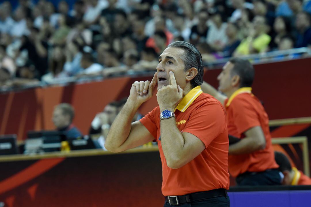 Sergio Scariolo durante un partido de España en el Mundial de China