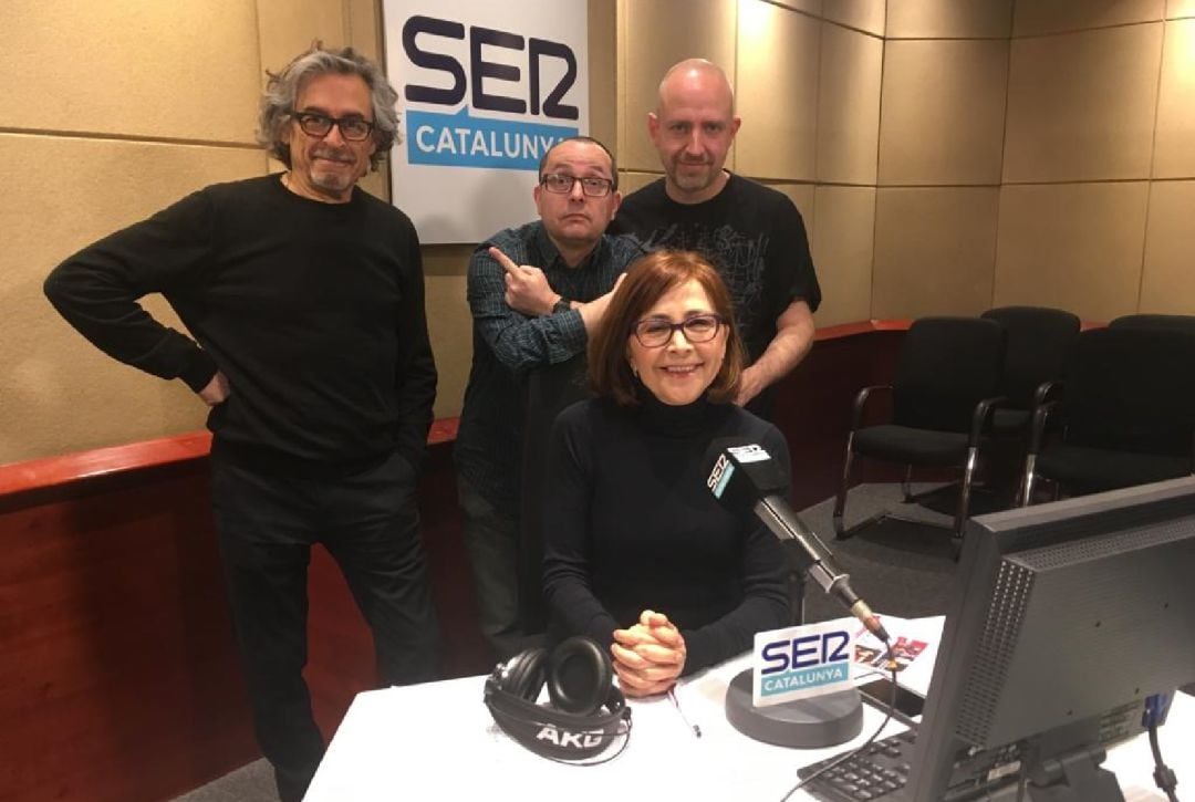 Lluís Hidalgo, Fausto Fernández, Esteve Soler i Rosa Badia als estudis de SER Catalunya.