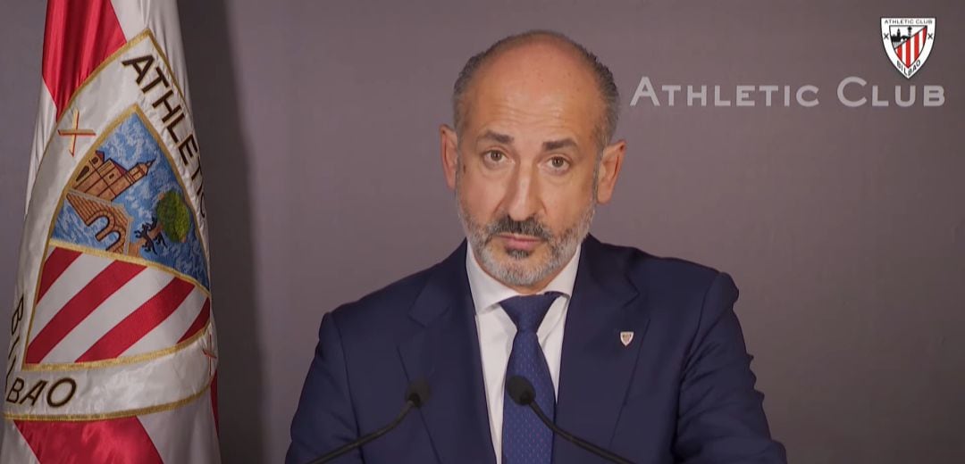 Aitor Elizegi, durante la Asamblea del Athletic