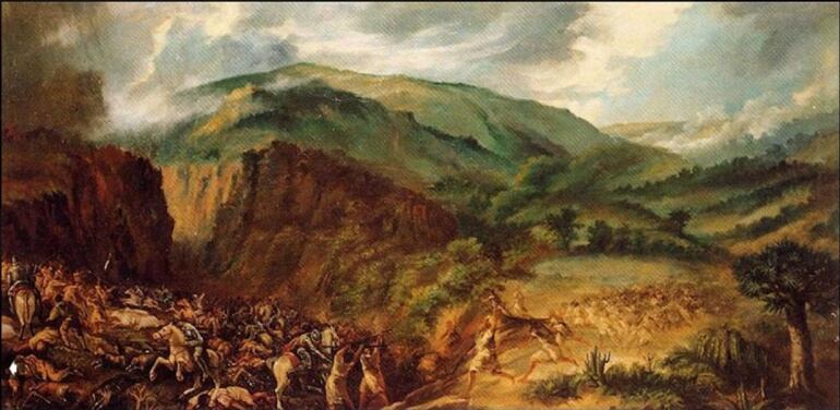 &#039;La matanza de Acentejo&#039;, óleo expuesto en el Museo Municipal de Bellas Artes de Santa Cruz de Tenerife.