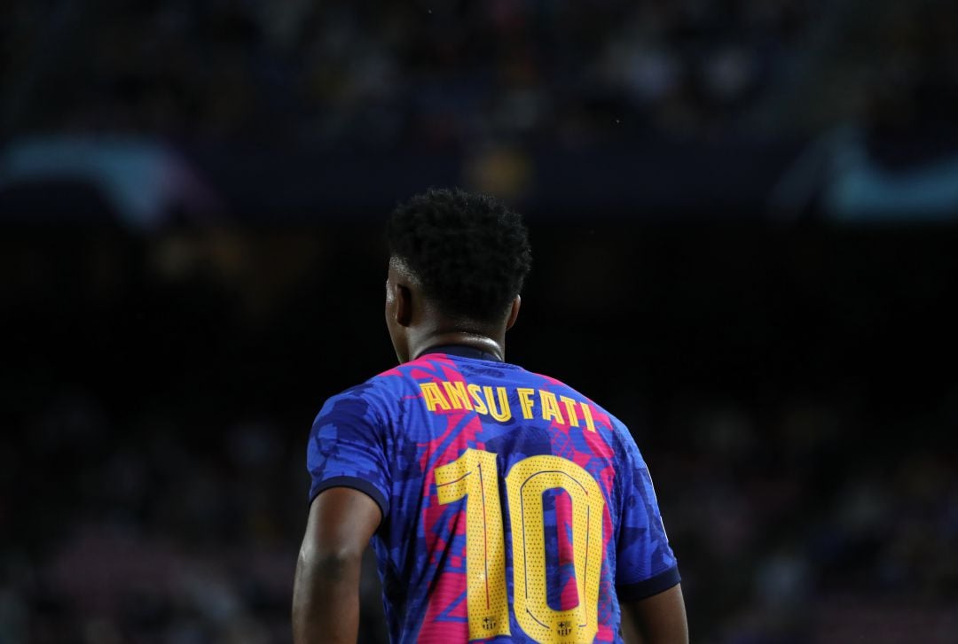 Ansu Fati, en un partido de Champions League con el FC Barcelona