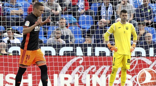 Rodrigo, tras marcar en Butarque