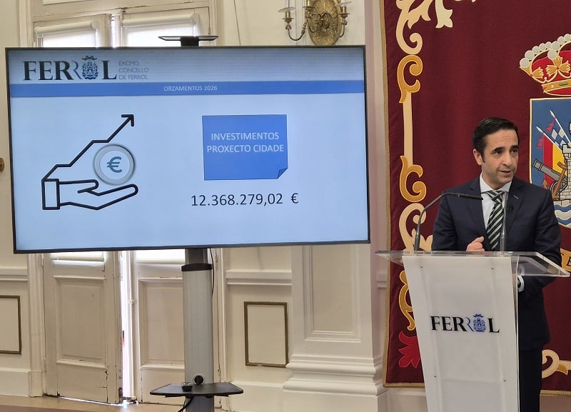José Manuel Rey Varela, alcalde de Ferrol, en la presentación de los presupuestos. Foto/Concello Ferrol
