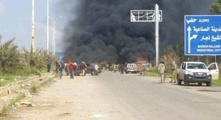 Imagen tomada tras el atentado en Alepo (Siria).