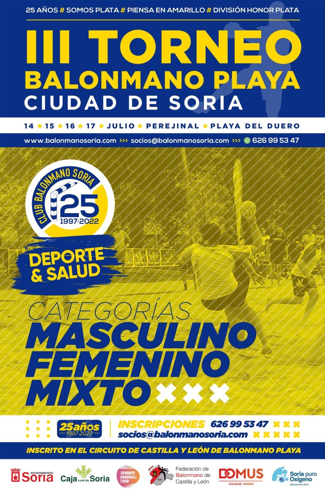 Cartel del III Torneo de Balonmano Playa Ciudad de Soria.