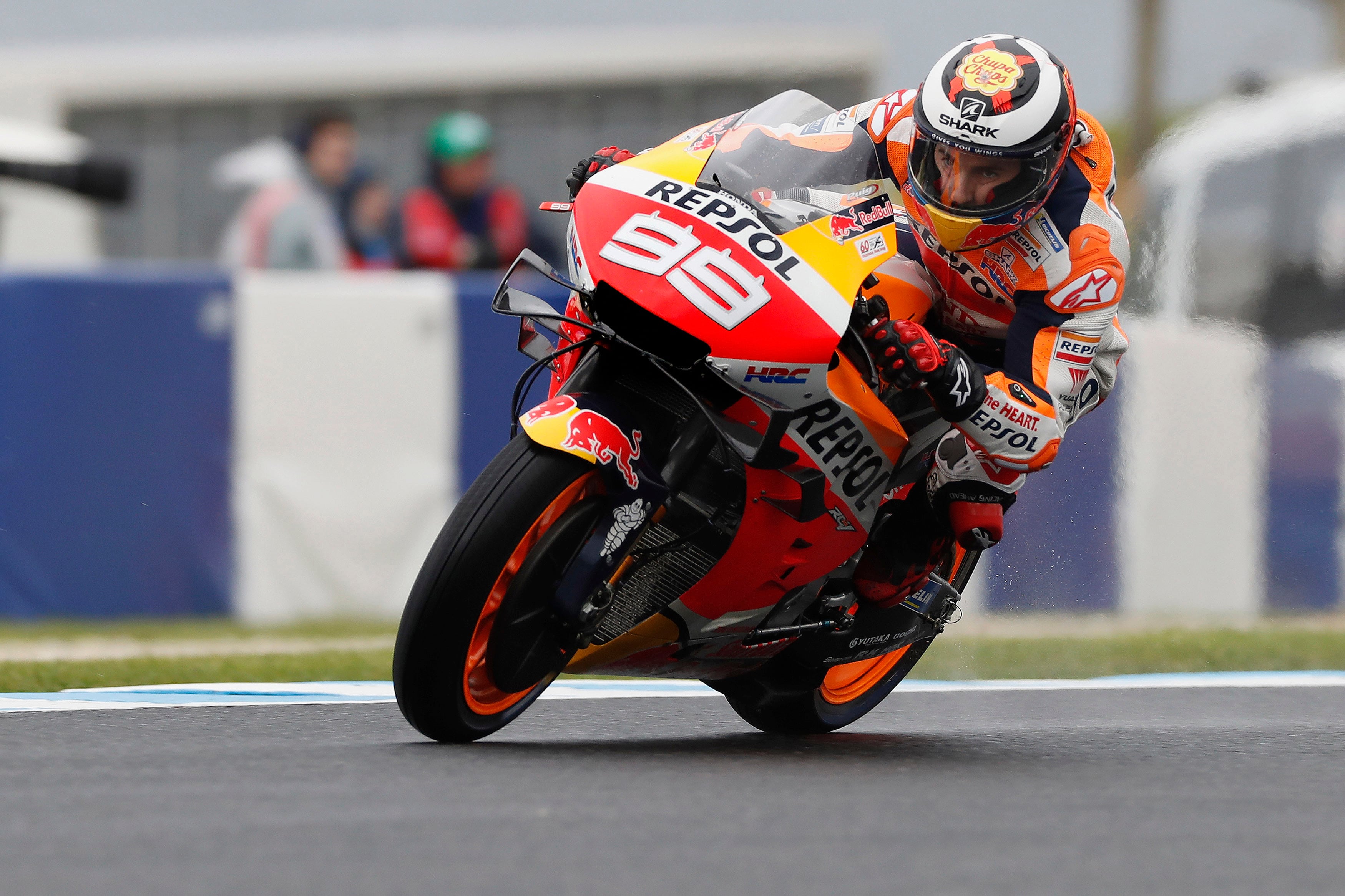 PHILLIP ISLAND, AUSTRALIA - OCTOBER 25: Jorge Lorenzo of Spain and Repsol Honda Team heads down a straight during free practice for the 2019 MotoGP of Australia at Phillip Island Grand Prix Circuit on October 25, 2019 in Phillip Island, Australia. (Photo by Mirco Lazzari gp/Getty Images)