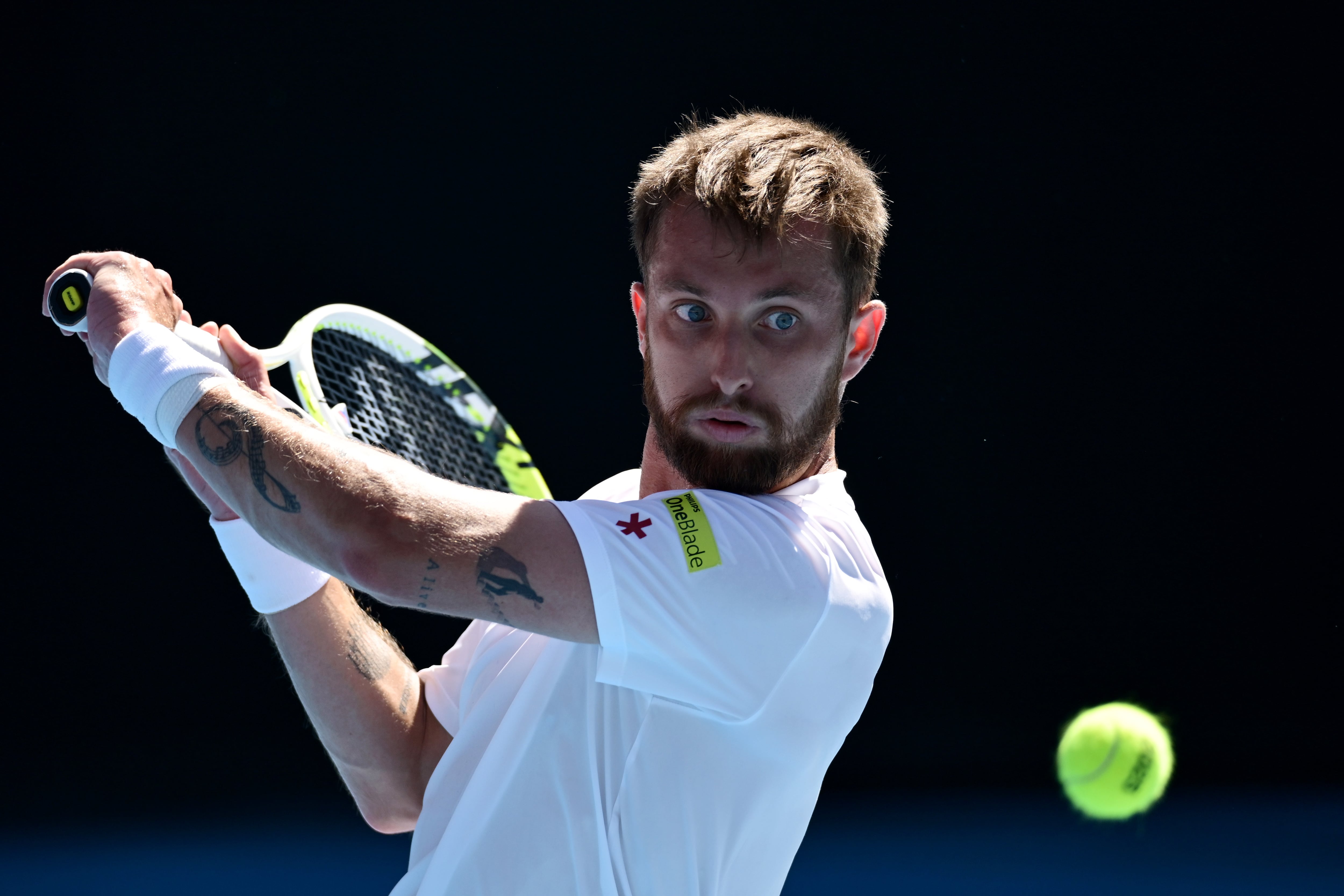 Corentin Moutet, durante su partido del Open de Australia frente a Tien